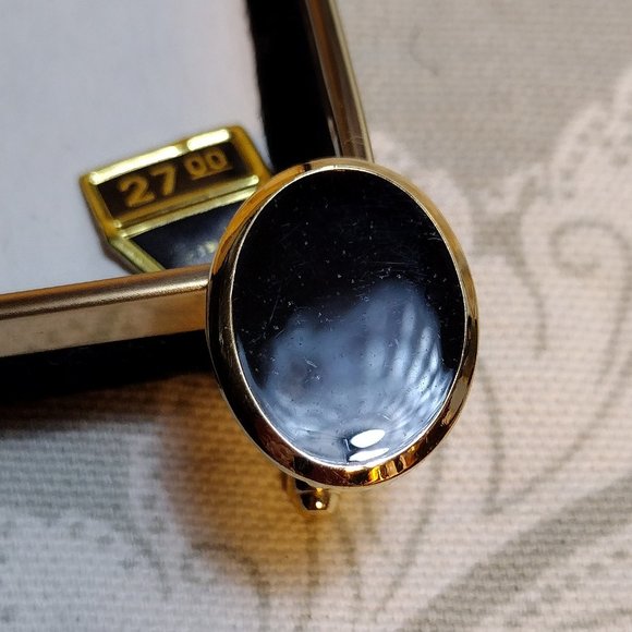 Black Enamel Gold Tone Tuxedo Set - Picture 2 of 4